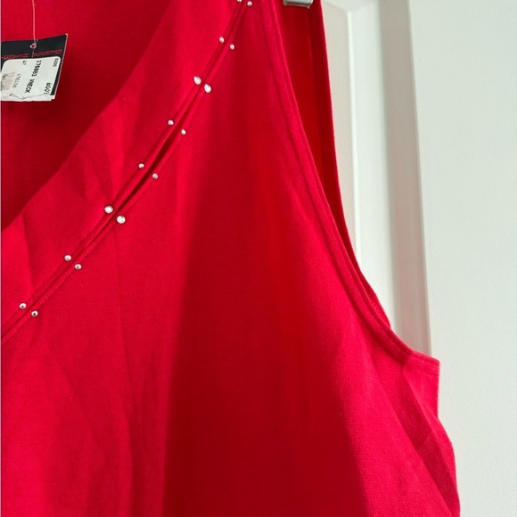 (NWT) DEREK HEART Women's PLUS Red Casual Pullover Beaded Tank Blouse-Size 3X - Picture 5 of 6
